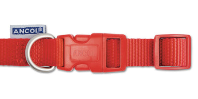 Ancol Viva Nylon Quick Fit Adj Collar Red 15mm X20-30cm Sz1-2